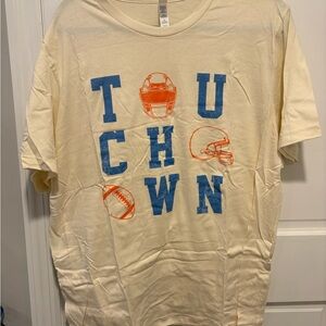Bella Canvas Cream Tee with Blue and Orange Print